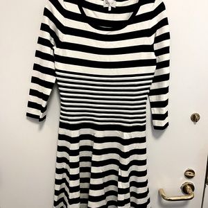 Milly Black and White Striped Fit & Flare dress L - Never worn